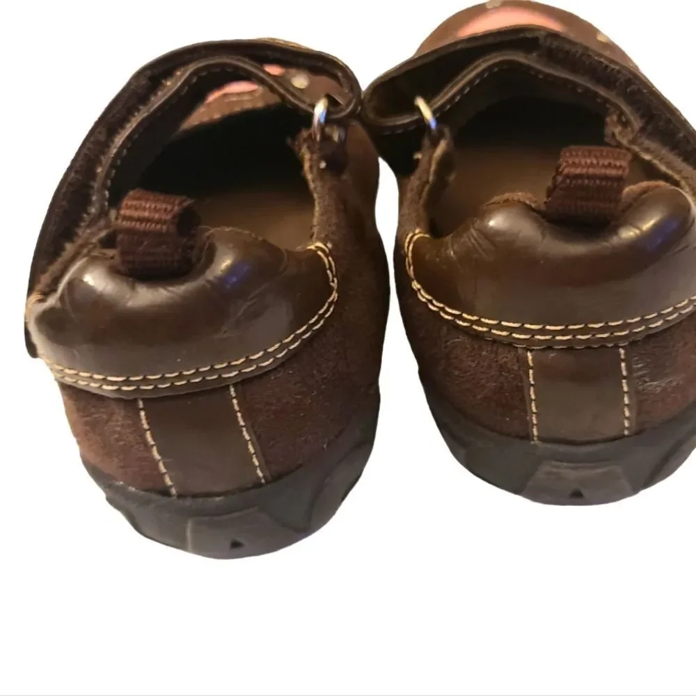 Children's Place Shoes Mary Jane's  sz‎ 5 Brown Suede Pink Hearts NEW